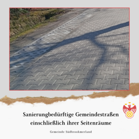 Sanierungsbedürftigte Gemeindestraße
