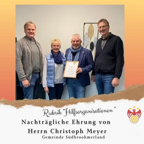 Nachträgliche Ehrung von Herrn Christoph Meyer